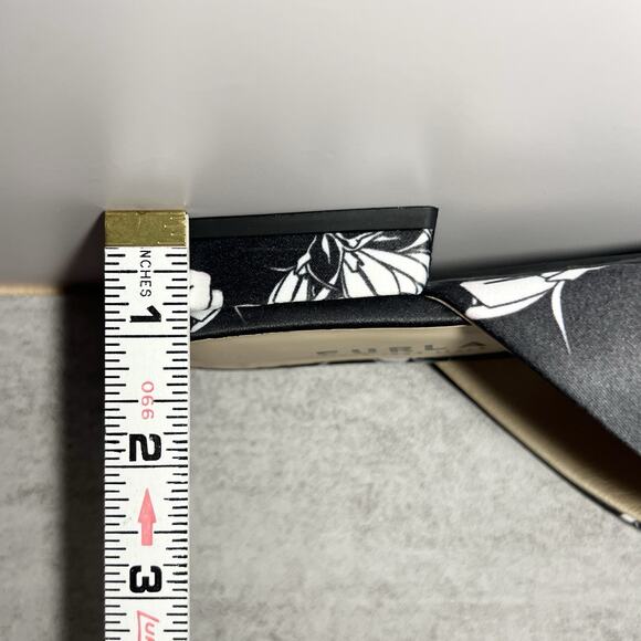 Furla Floral Satin Slides Botanical Print Italian Low Block Heel Resort US 8.5 - Picture 7 of 12